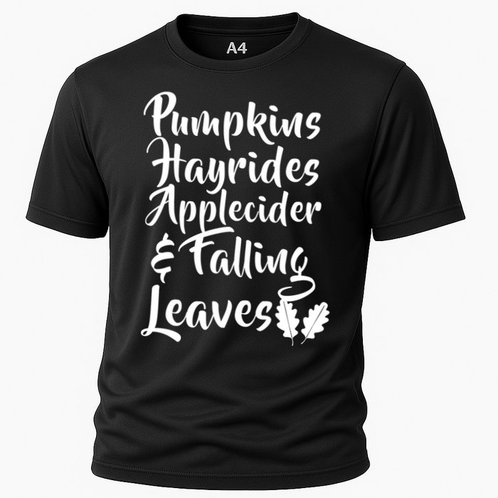 Pumpkins Hayrides Apple Cider and Falling Leaves Cooling Performance Crew T-Shirt
