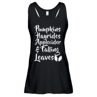 Pumpkins Hayrides Apple Cider and Falling Leaves Ladies Essential Flowy Tank