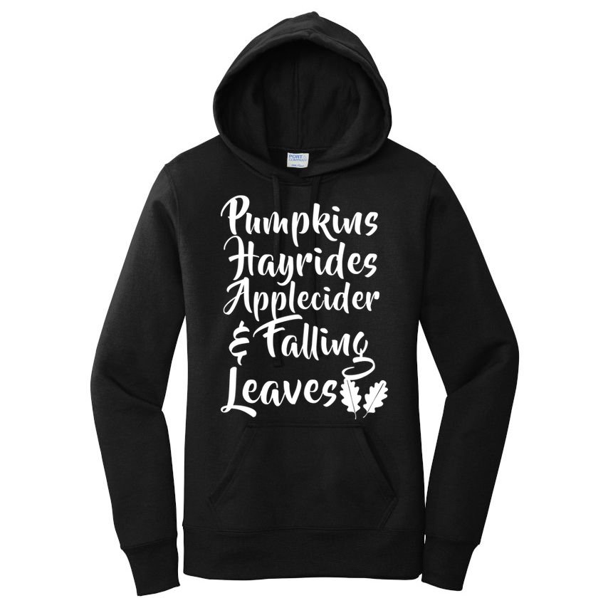 Pumpkins Hayrides Apple Cider and Falling Leaves Women's Pullover Hoodie