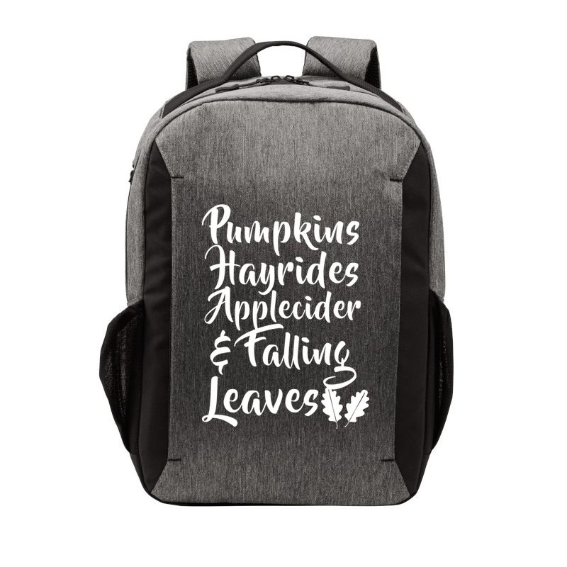 Pumpkins Hayrides Apple Cider and Falling Leaves Vector Backpack