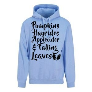 Pumpkins Hayrides Apple Cider and Falling Leaves Unisex Surf Hoodie