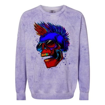 Punk Rock Neon Skull Head Colorblast Crewneck Sweatshirt