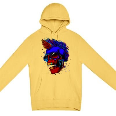 Punk Rock Neon Skull Head Premium Pullover Hoodie