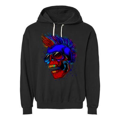 Punk Rock Neon Skull Head Garment-Dyed Fleece Hoodie