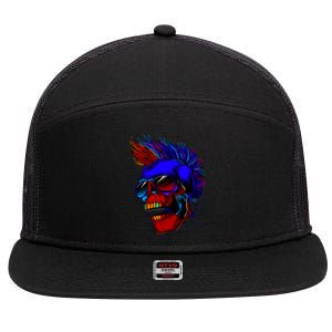 Punk Rock Neon Skull Head 7 Panel Mesh Trucker Snapback Hat