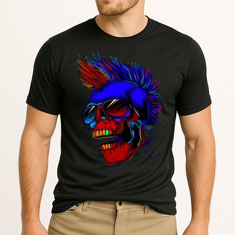Punk Rock Neon Skull Head Performance Shirt