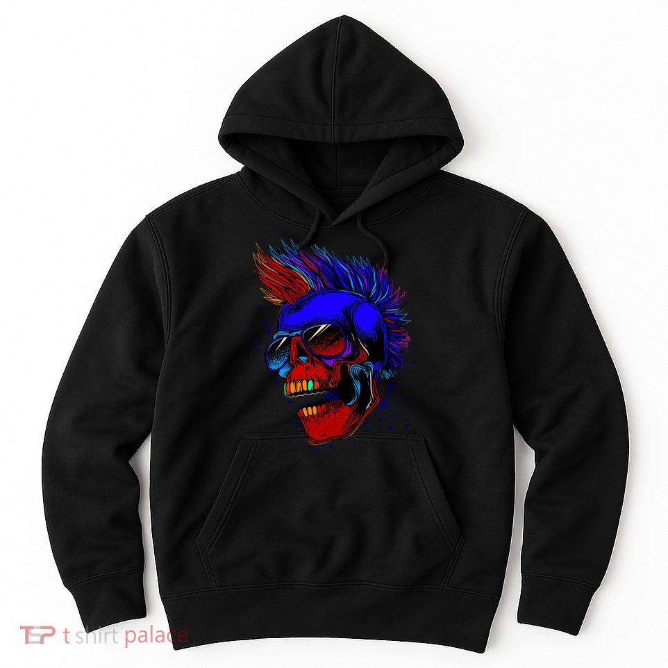 Punk Rock Neon Skull Head Hoodie