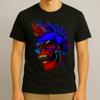 Punk Rock Neon Skull Head T-Shirt