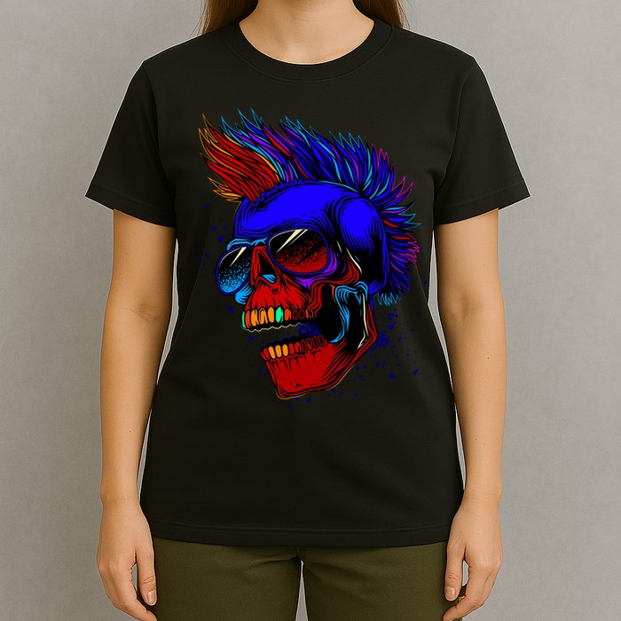 Punk Rock Neon Skull Head T-Shirt