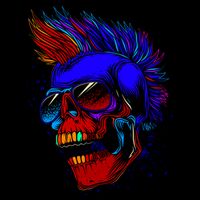 Punk Rock Neon Skull Head T-Shirt