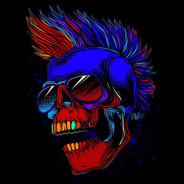 Punk Rock Neon Skull Head T-Shirt