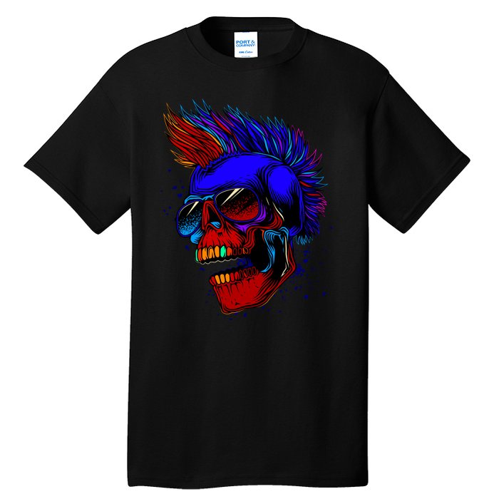 Punk Rock Neon Skull Head Tall T-Shirt