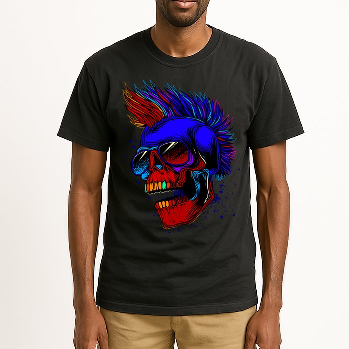 Punk Rock Neon Skull Head Tall T-Shirt