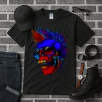 Punk Rock Neon Skull Head Tall T-Shirt