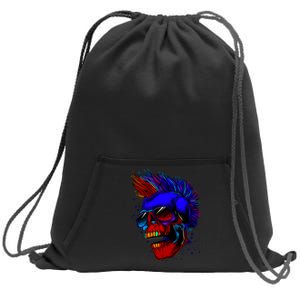 Punk Rock Neon Skull Head Sweatshirt Cinch Pack Bag