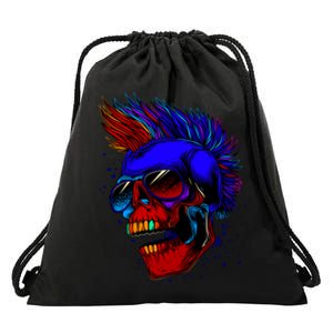 Punk Rock Neon Skull Head Drawstring Bag