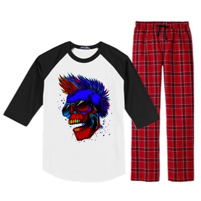 Punk Rock Neon Skull Head Raglan Sleeve Pajama Set