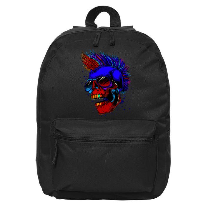 Punk Rock Neon Skull Head 16 in Basic Backpack