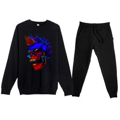 Punk Rock Neon Skull Head Premium Crewneck Sweatsuit Set