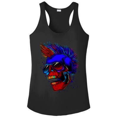 Punk Rock Neon Skull Head Ladies PosiCharge Competitor Racerback Tank