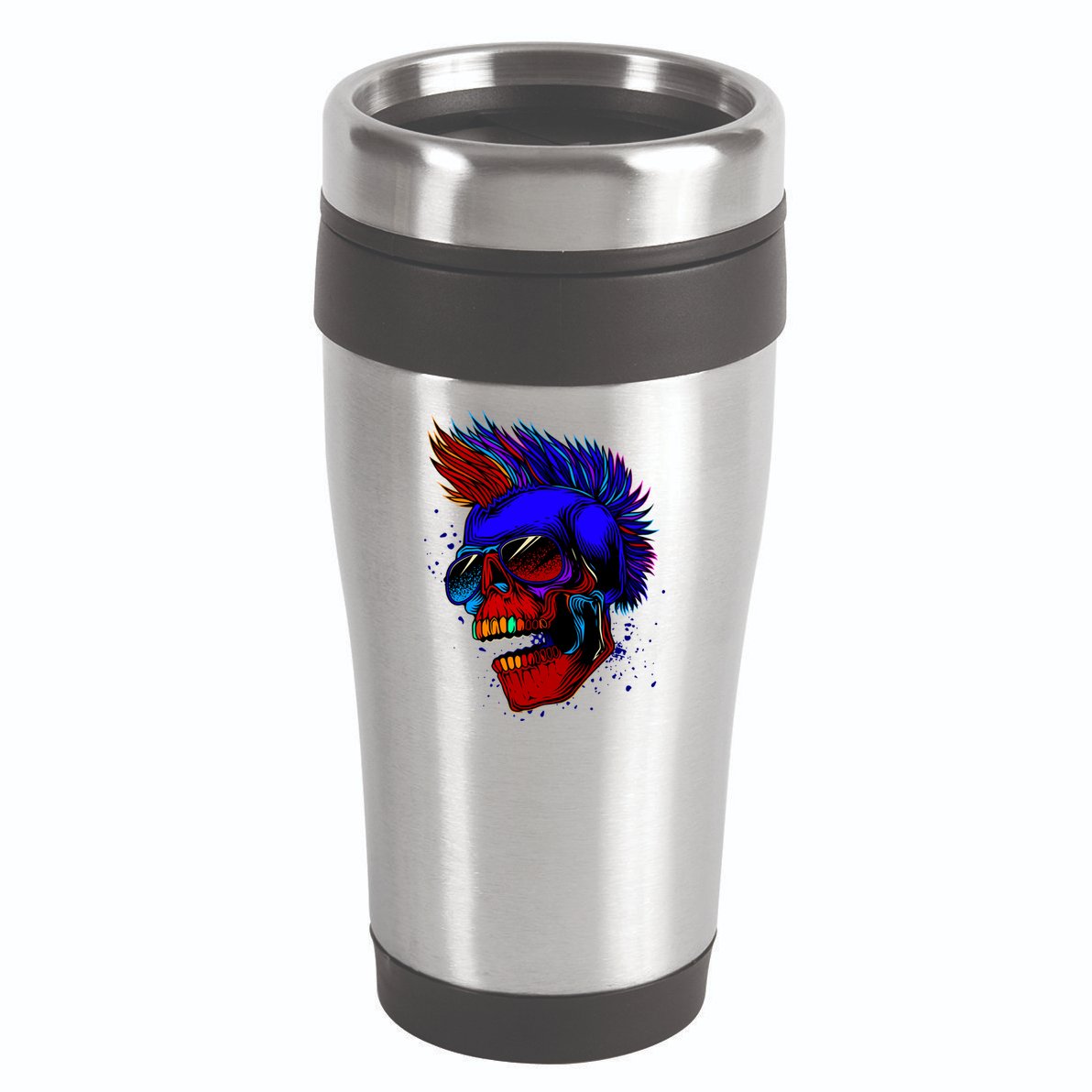 Punk Rock Neon Skull Head 16oz Travel Tumbler