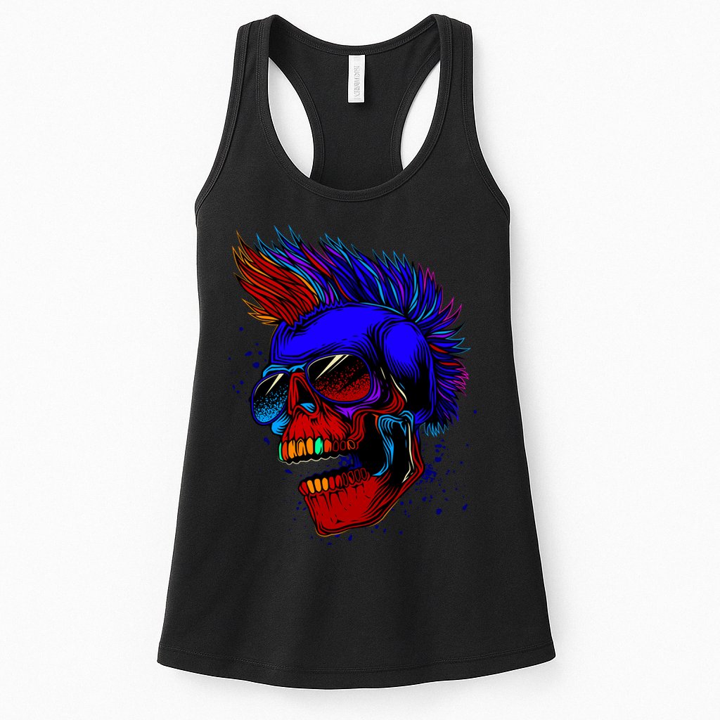 Punk Rock Neon Skull Head Womens Tank Top