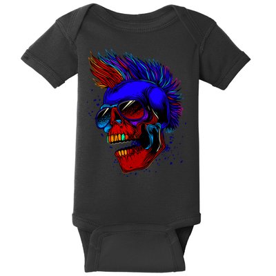 Punk Rock Neon Skull Head Baby Bodysuit
