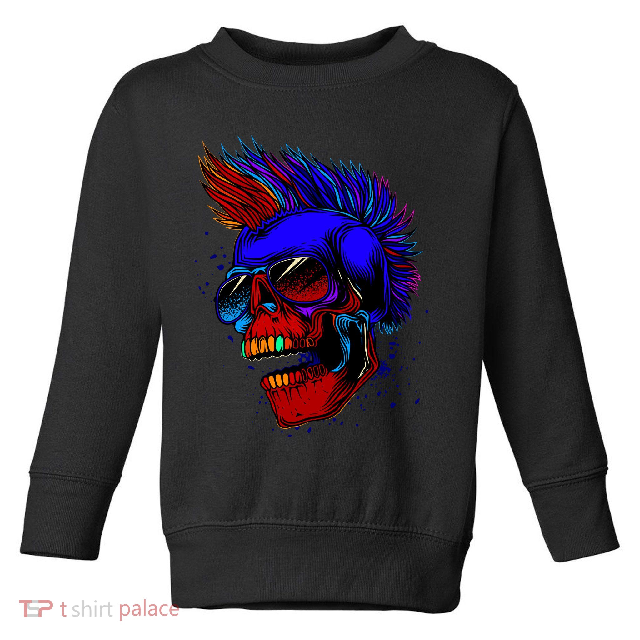 Punk Rock Neon Skull Head Toddler Sweatshirt