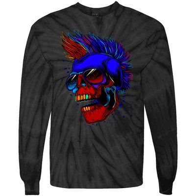 Punk Rock Neon Skull Head Tie-Dye Long Sleeve Shirt