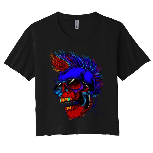 Punk Rock Neon Skull Head Crop Top