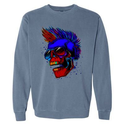 Punk Rock Neon Skull Head Garment-Dyed Sweatshirt