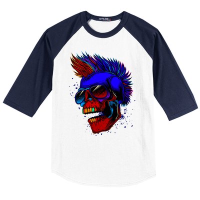 Punk Rock Neon Skull Head Baseball Sleeve Shirt