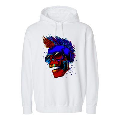 Punk Rock Neon Skull Head Garment-Dyed Fleece Hoodie