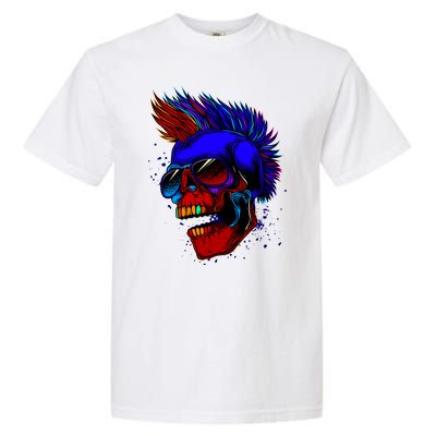 Punk Rock Neon Skull Head Garment-Dyed Heavyweight T-Shirt