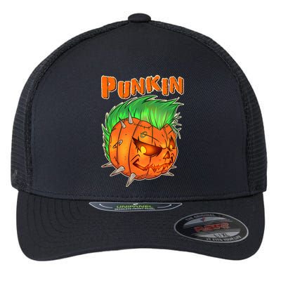 PUNKIN With Mohawk Funny Scary Halloween Flexfit Unipanel Trucker Cap