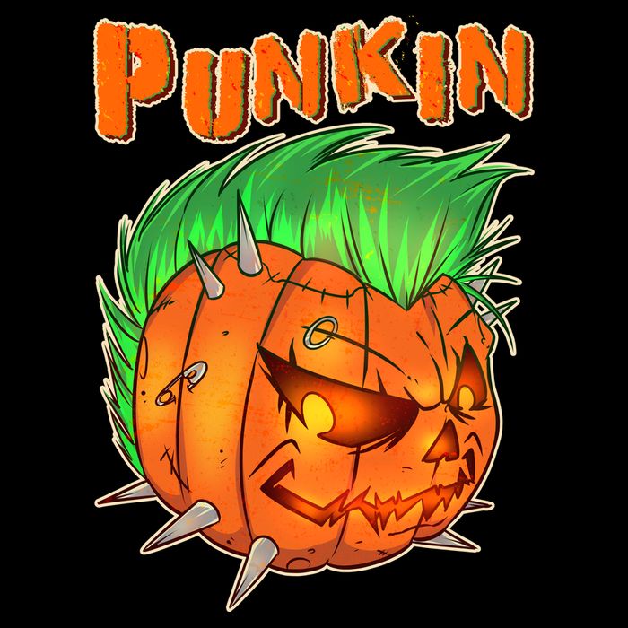 PUNKIN With Mohawk Funny Scary Halloween Flatbill Hat
