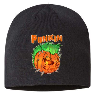 PUNKIN With Mohawk Funny Scary Halloween Sustainable Beanie