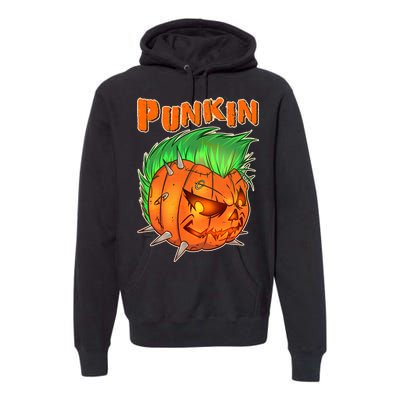 PUNKIN With Mohawk Funny Scary Halloween Premium Hoodie