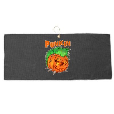 PUNKIN With Mohawk Funny Scary Halloween Large Microfiber Waffle Golf Towel