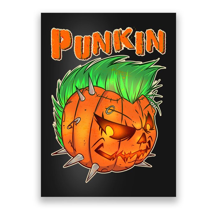 PUNKIN With Mohawk Funny Scary Halloween Poster