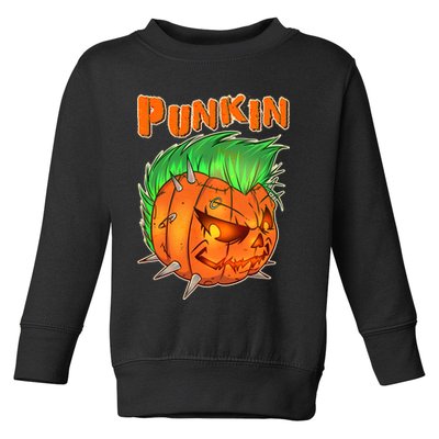 PUNKIN With Mohawk Funny Scary Halloween Toddler Sweatshirt