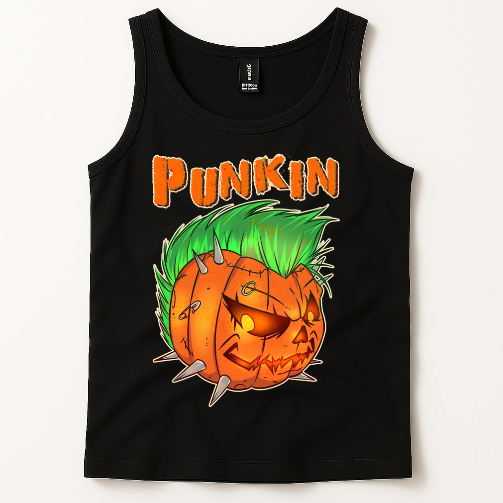 PUNKIN With Mohawk Funny Scary Halloween Tank Top