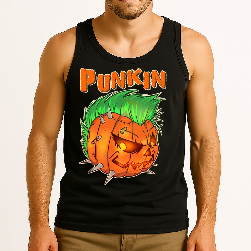 PUNKIN With Mohawk Funny Scary Halloween Tank Top