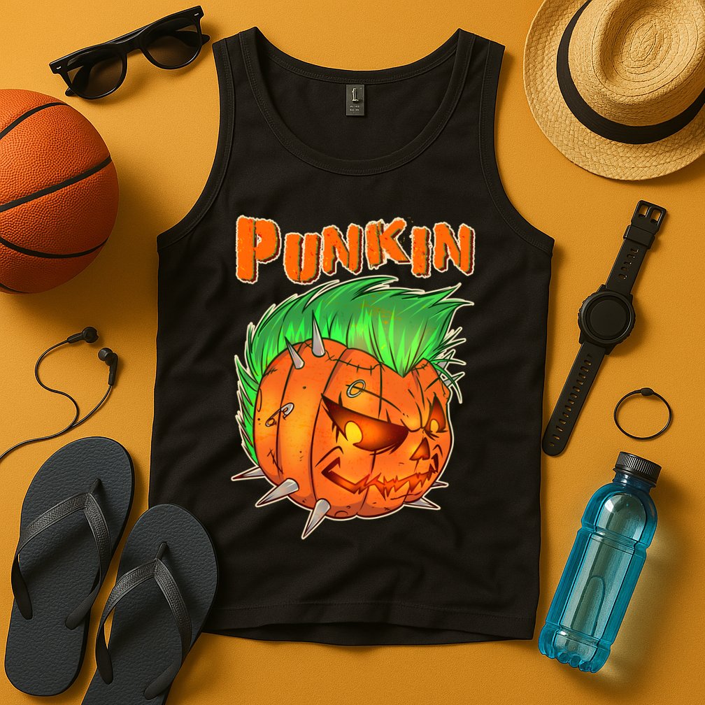 PUNKIN With Mohawk Funny Scary Halloween Tank Top