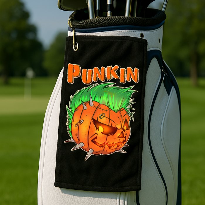 PUNKIN With Mohawk Funny Scary Halloween Golf Towel