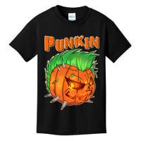 PUNKIN With Mohawk Funny Scary Halloween Kids T-Shirt