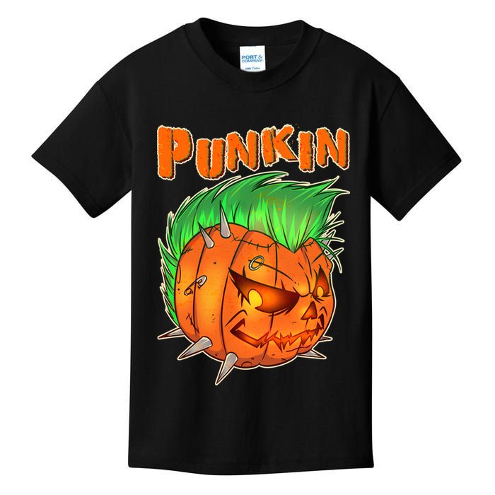 PUNKIN With Mohawk Funny Scary Halloween Kids T-Shirt