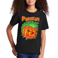 PUNKIN With Mohawk Funny Scary Halloween Kids T-Shirt
