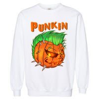 PUNKIN With Mohawk Funny Scary Halloween Garment-Dyed Sweatshirt