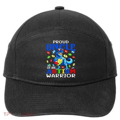Proud Uncle Of An Autism Warrior Dinosaur Gift 7-Panel Snapback Hat